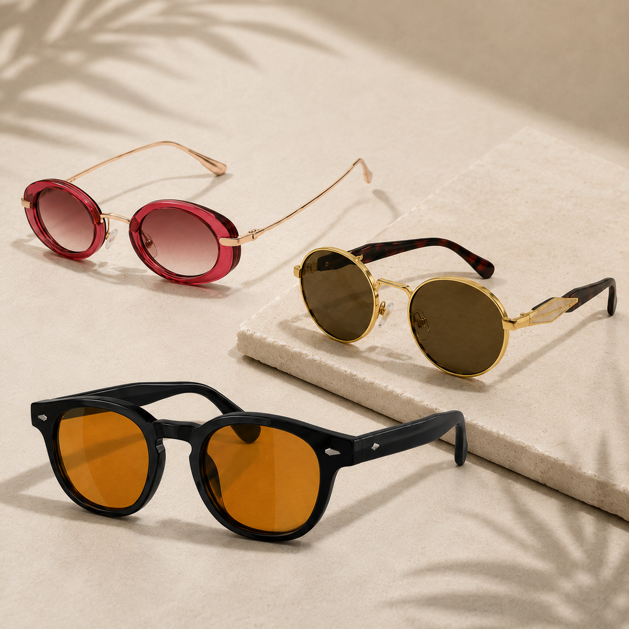 3-Pack Trendy Oval Sunglasses