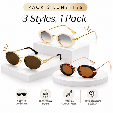 3-Pack Trendy Oval Sunglasses