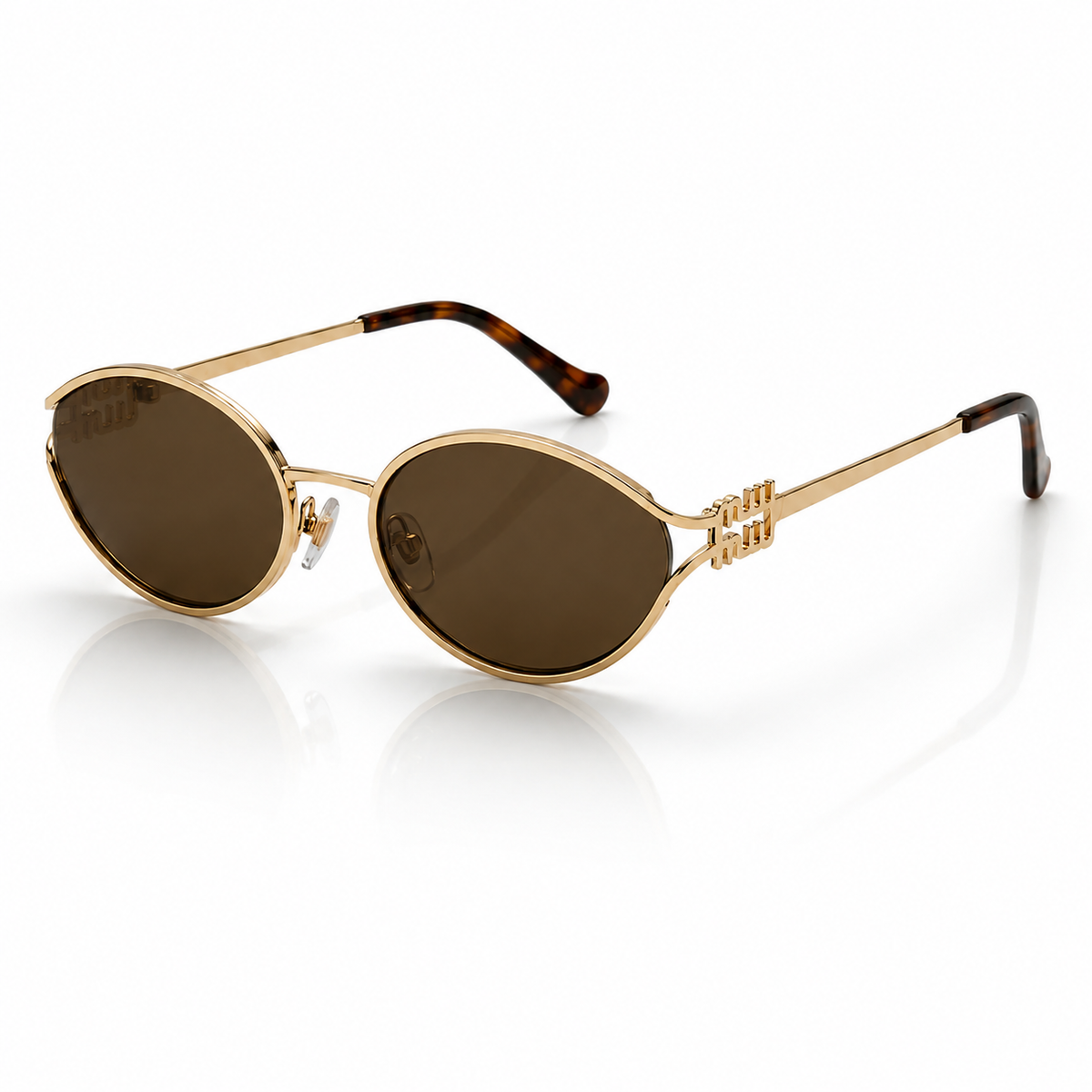 Lunettes de Soleil Ovales Dorées et Marron – Élégance Vintage