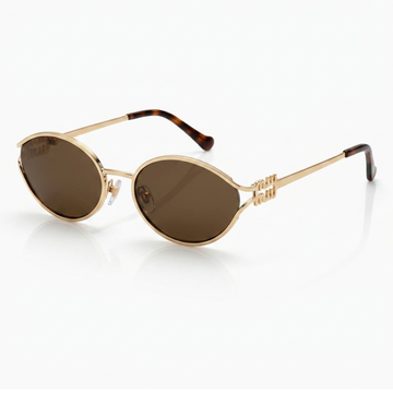 Lunettes de Soleil Ovales Miu Miu Dorées et Marron