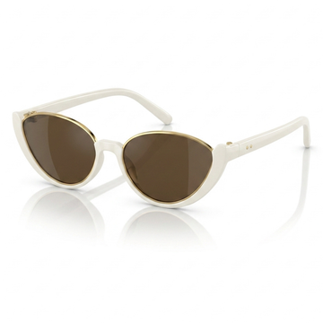 Lunettes de Soleil Œil-de-Chat Beige Crème et Dorées