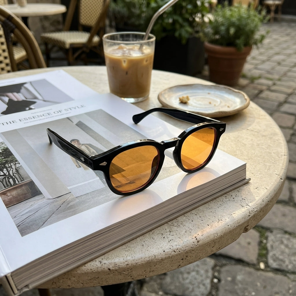 Lunettes de Soleil Moscot LEMTOSH SUN Noires et Orange