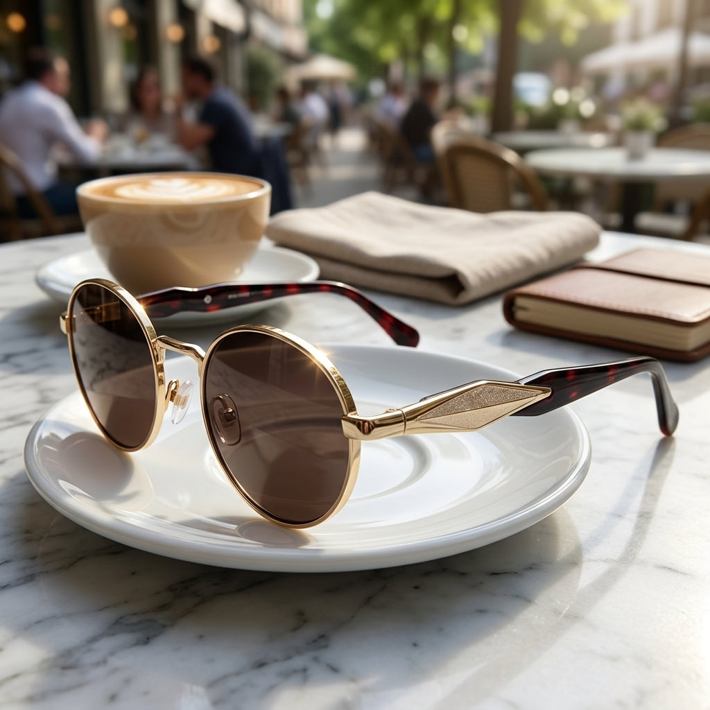 Lunettes de Soleil Ovales Dorées Effet Écaille – Raffinement Sophistiqué