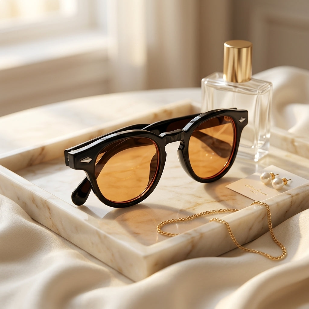 Lunettes de Soleil Moscot LEMTOSH SUN Noires et Orange