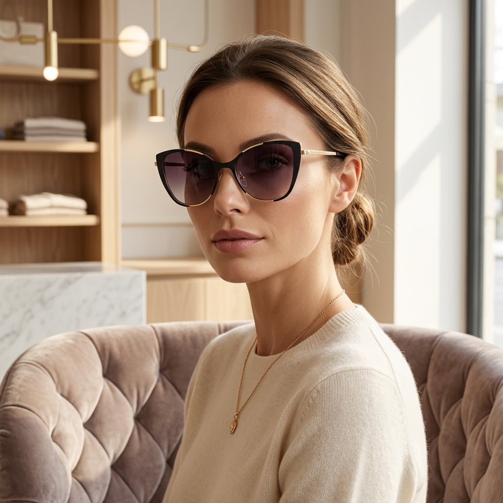 Lunettes de Soleil Guess GU7744 Œil-de-Chat Noires et Dorées