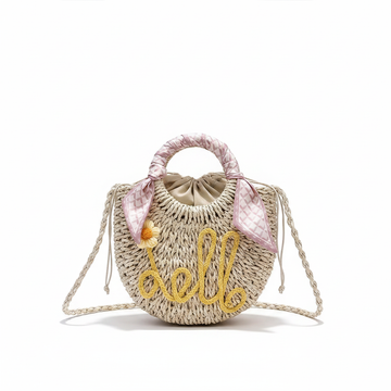 Sac Rond en Paille Tressée – Style Bohème Élégant