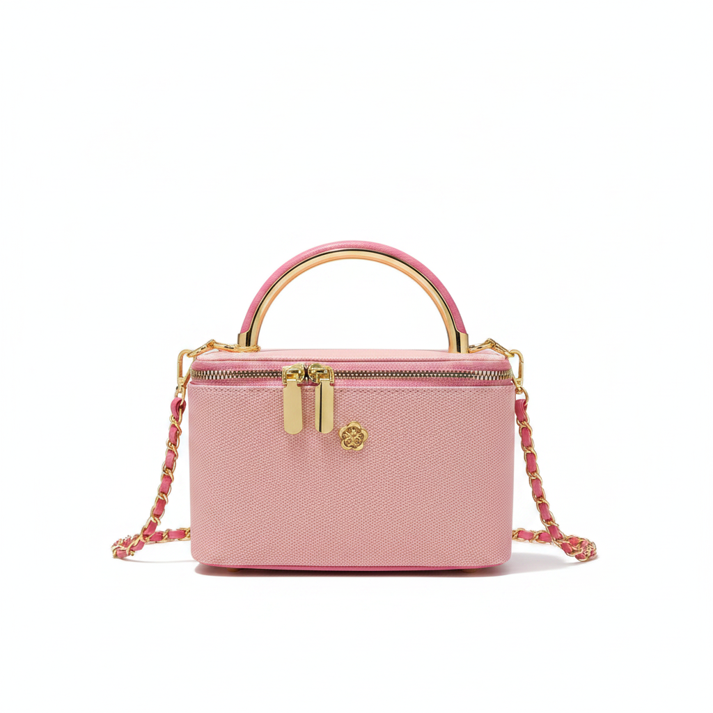 Mini Sac à Main Rose – Élégance Moderne & Détails Dorés