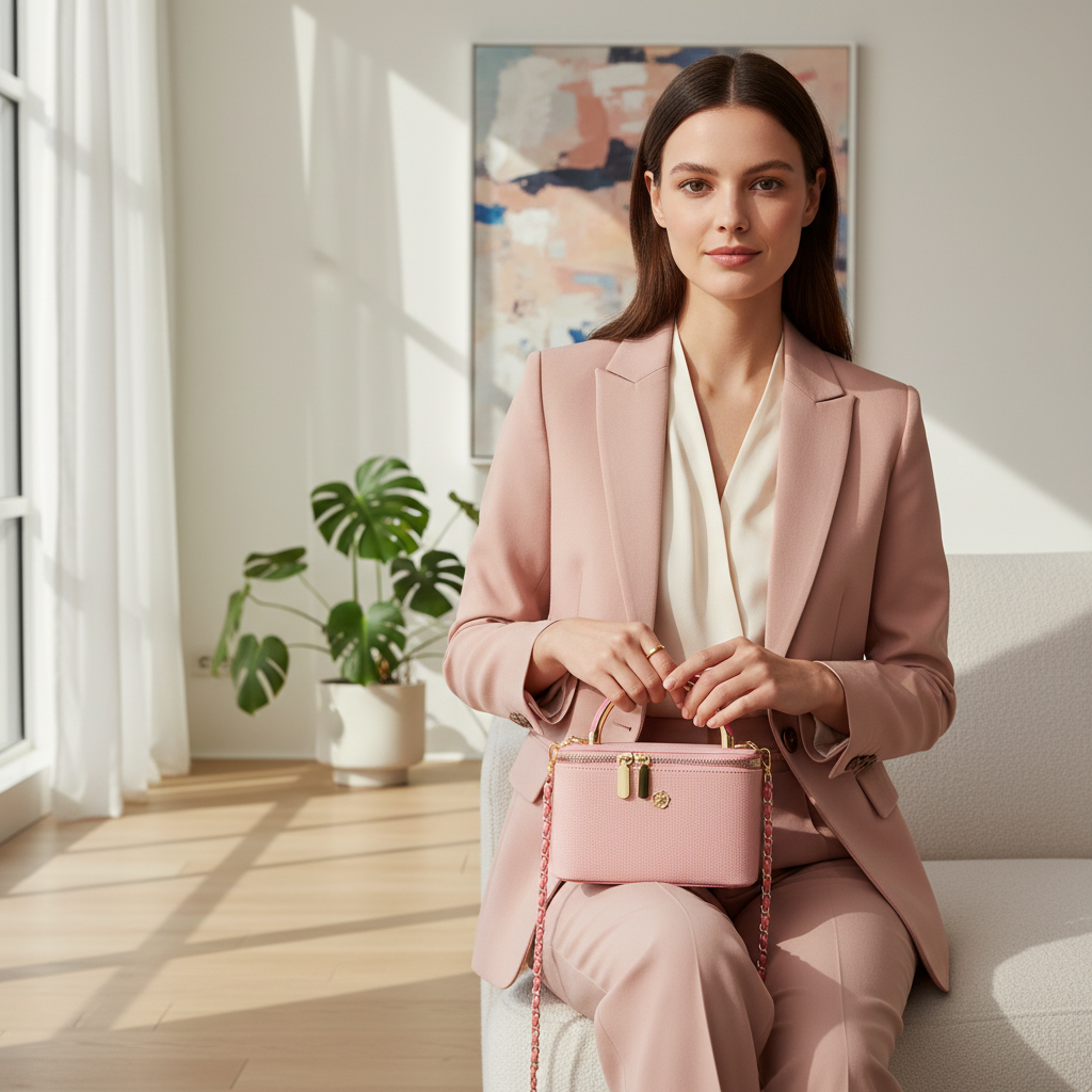 Mini Sac à Main Rose – Élégance Moderne & Détails Dorés