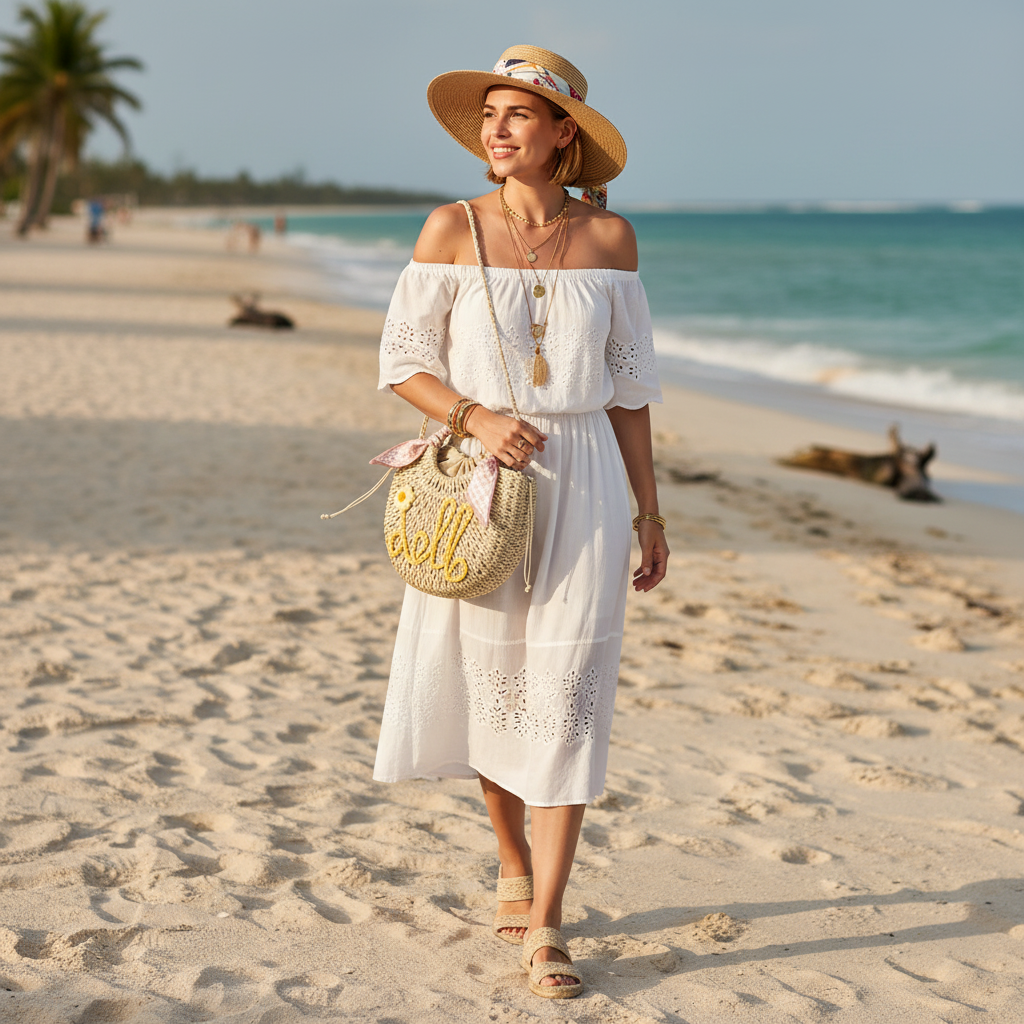 Sac Rond en Paille Tressée – Style Bohème Élégant