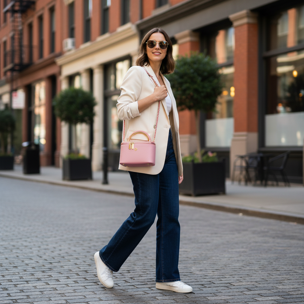 Mini Sac à Main Rose – Élégance Moderne & Détails Dorés