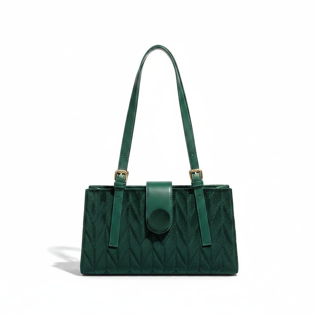 Sac à Main Vert Structuré – Élégance Moderne & Détails Dorés