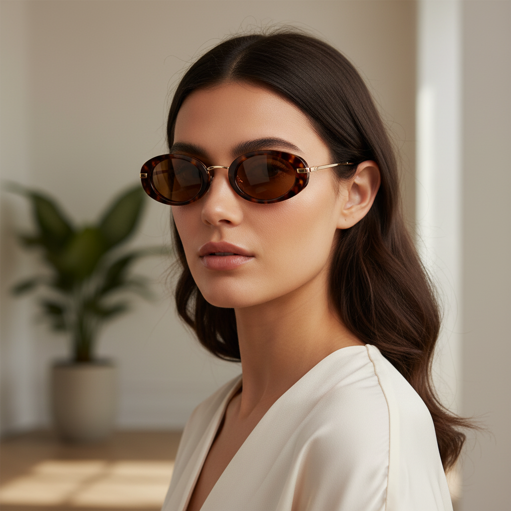 Lunettes de Soleil Ovales – Monture Écaille Chic & Look Tendance