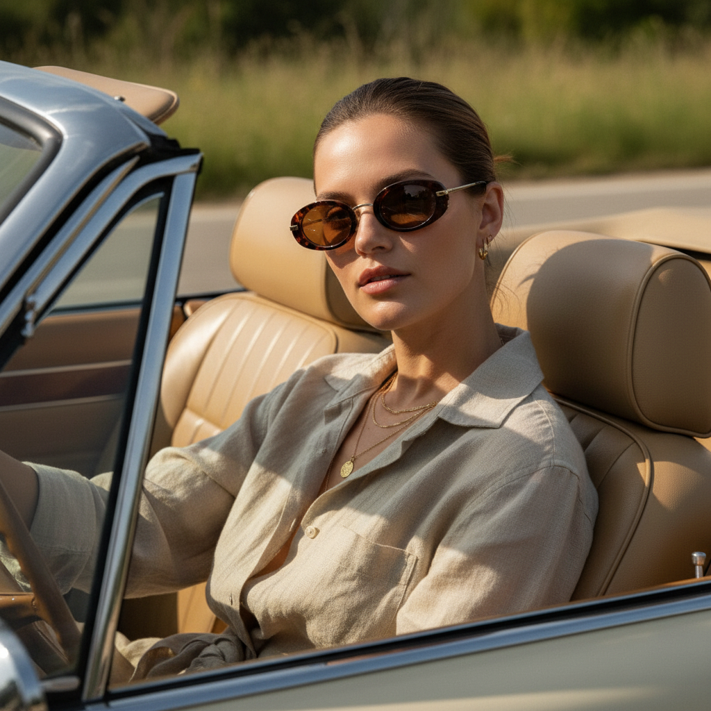 Lunettes de Soleil Ovales – Monture Écaille Chic & Look Tendance