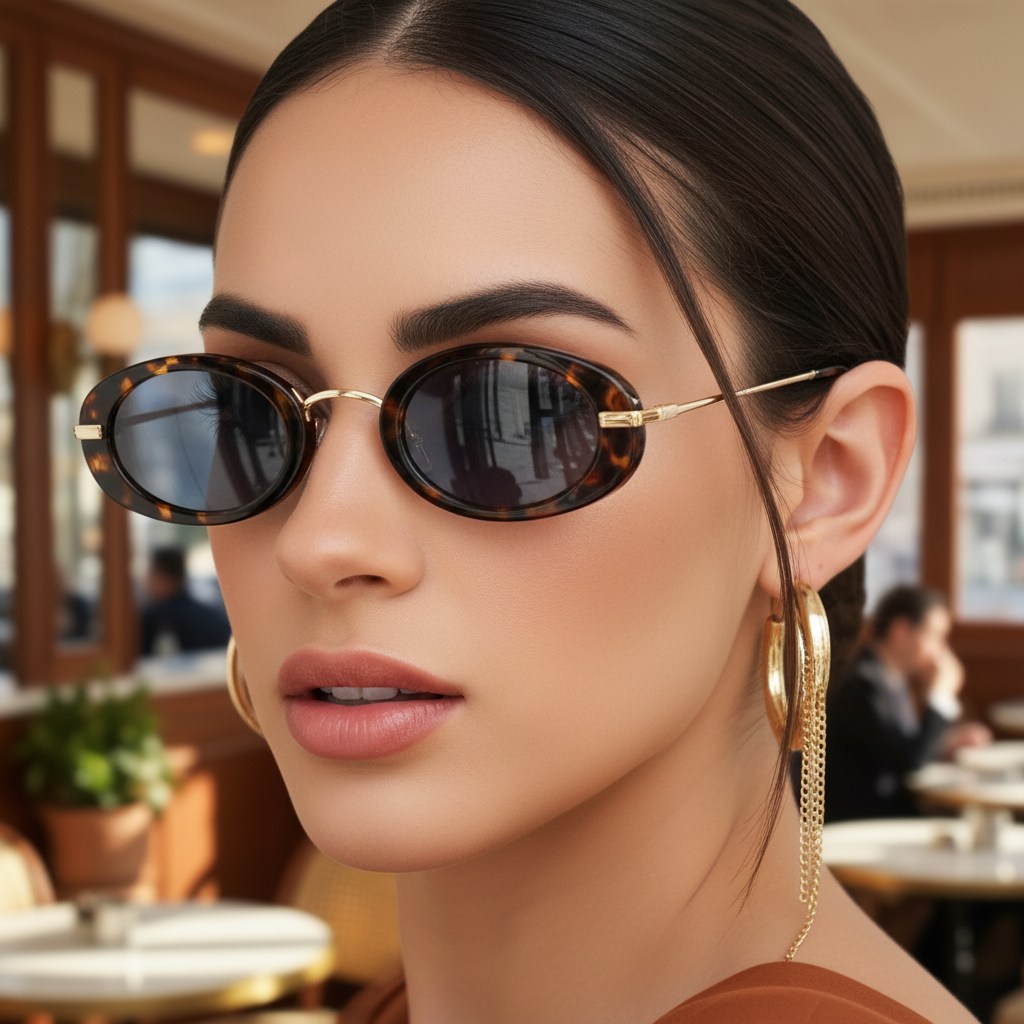 Lunettes de Soleil Ovales – Monture Écaille Chic & Look Tendance