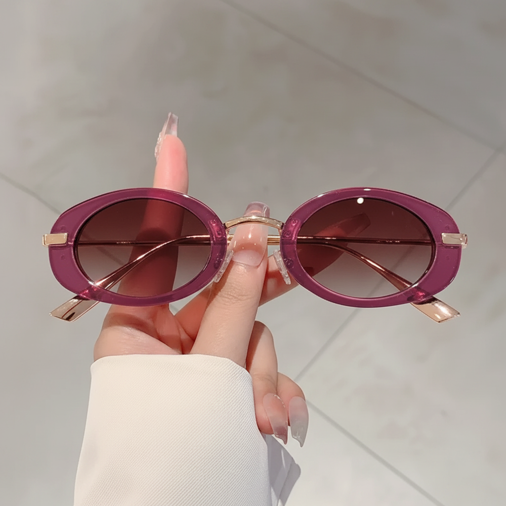 Lunettes de Soleil Ovales Rouges – Style Rétro & Tendance