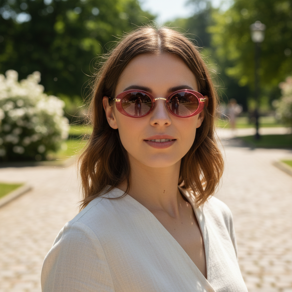 Lunettes de Soleil Ovales Rouges – Style Rétro & Tendance