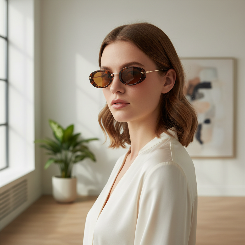 Lunettes de Soleil Ovales Écaille Marron – Style Rétro & Élégant