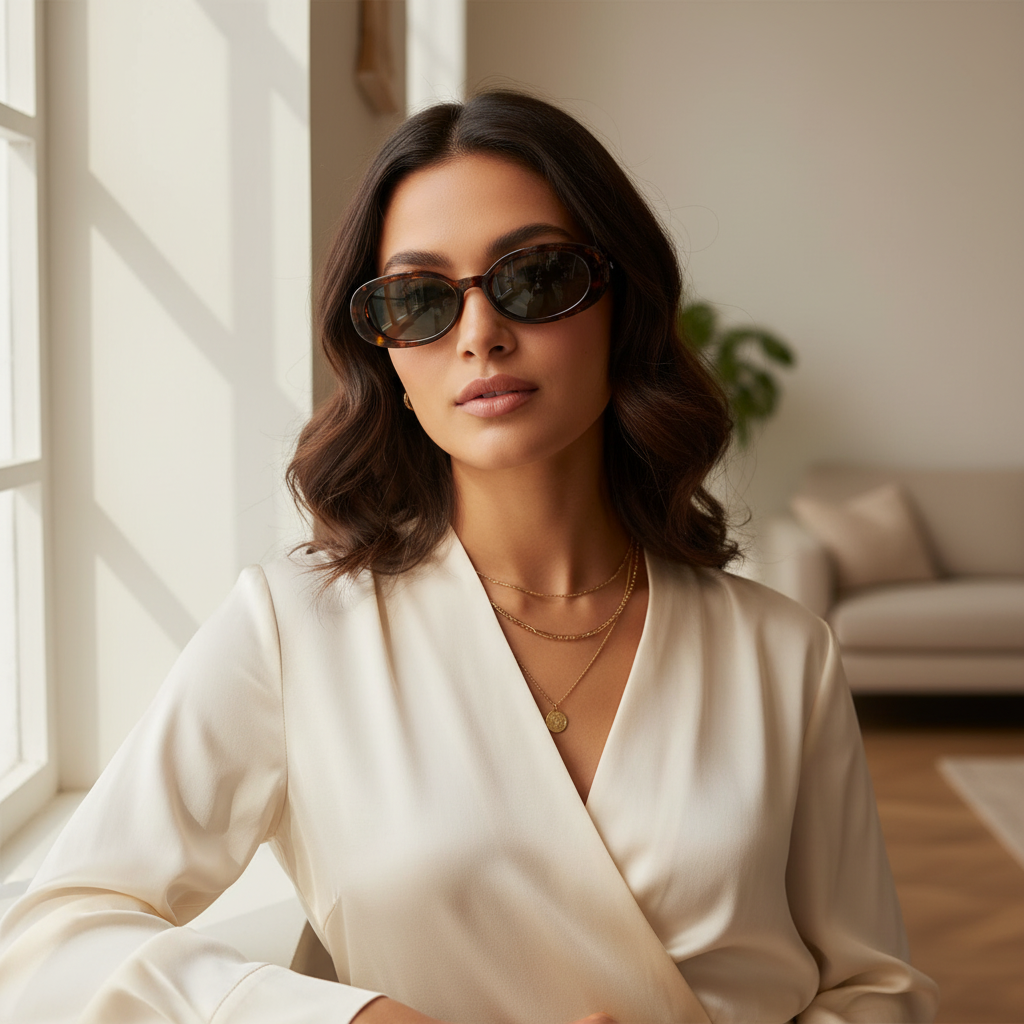 Lunettes de Soleil Ovales – Écaille de Tortue