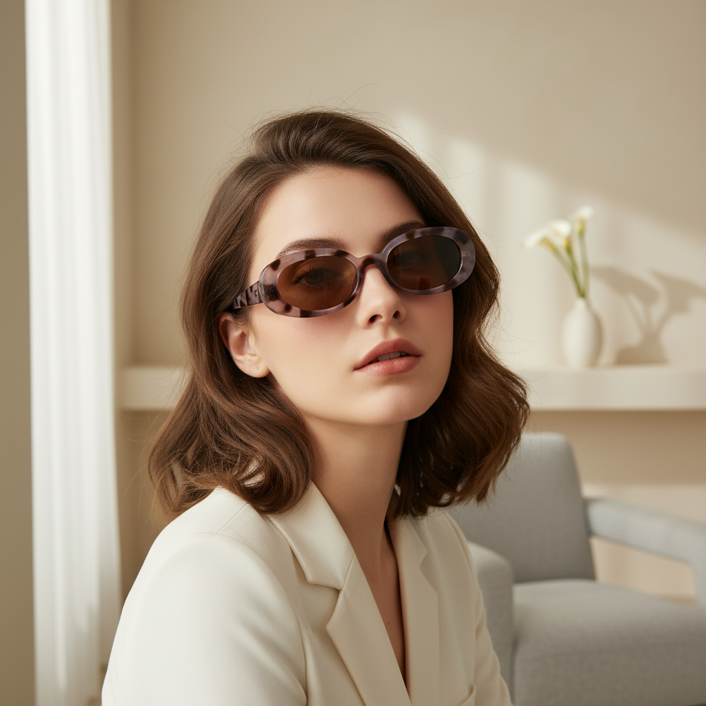 Lunettes de Soleil Ovales – Motif Écaille Vintage