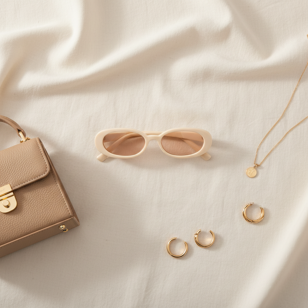 Lunettes de Soleil Ovales Beige Crème – Élégance Minimaliste