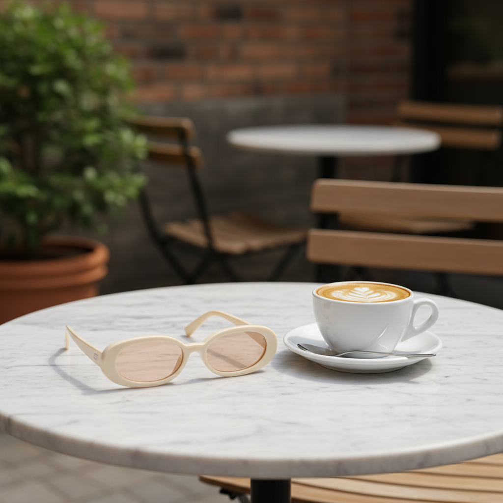 Lunettes de Soleil Ovales Beige Crème – Élégance Minimaliste